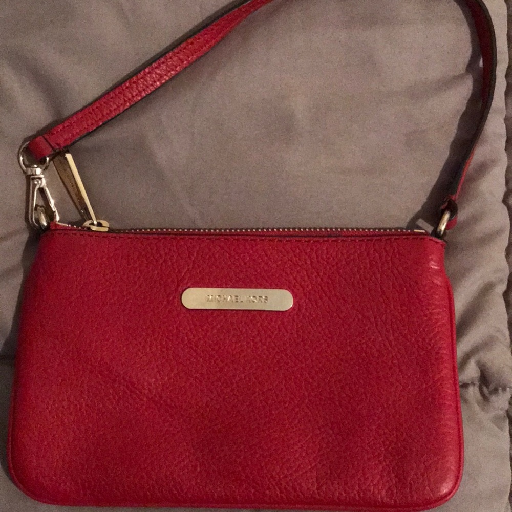 Michael Kors red leather wristlet
